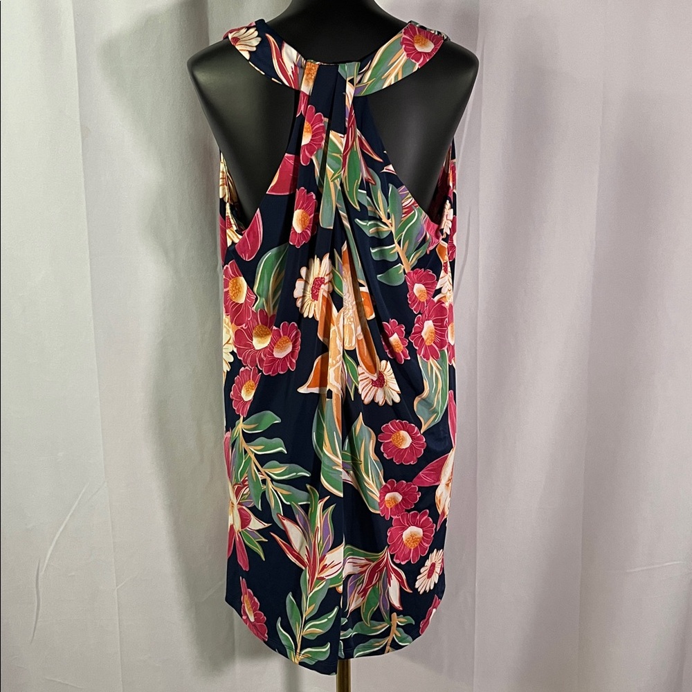 Beach Break Navy Multicolor Floral Sleeveless V-Neck Beach Dress Swim Coverup - Picture 3 of 15